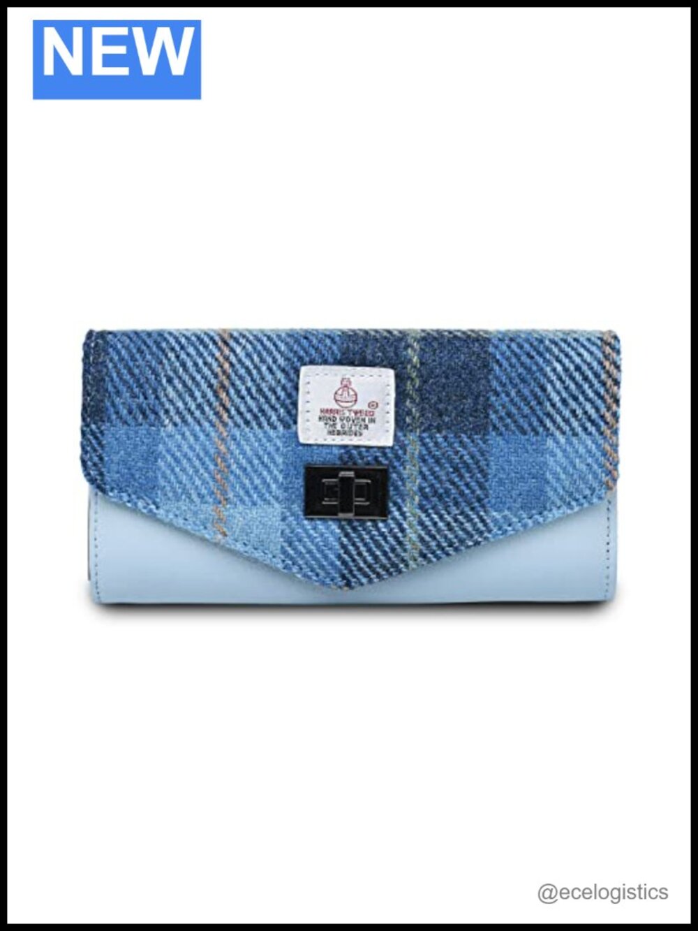 Harris Tweed Microfibre Leather Shoulder Purse with Card Slots Tartan Pattern